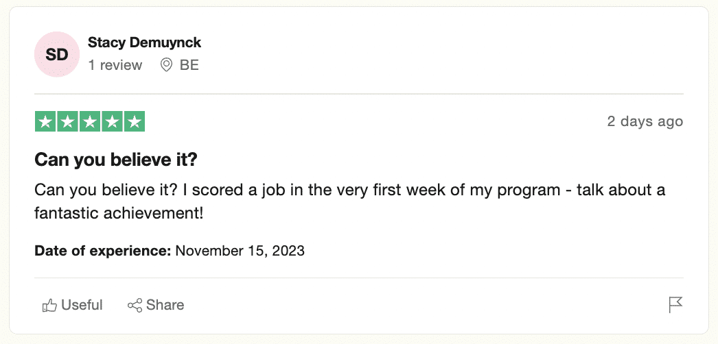 5 star review on Trustpilot