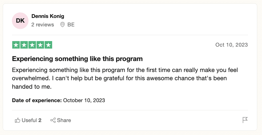 5 star review on Trustpilot