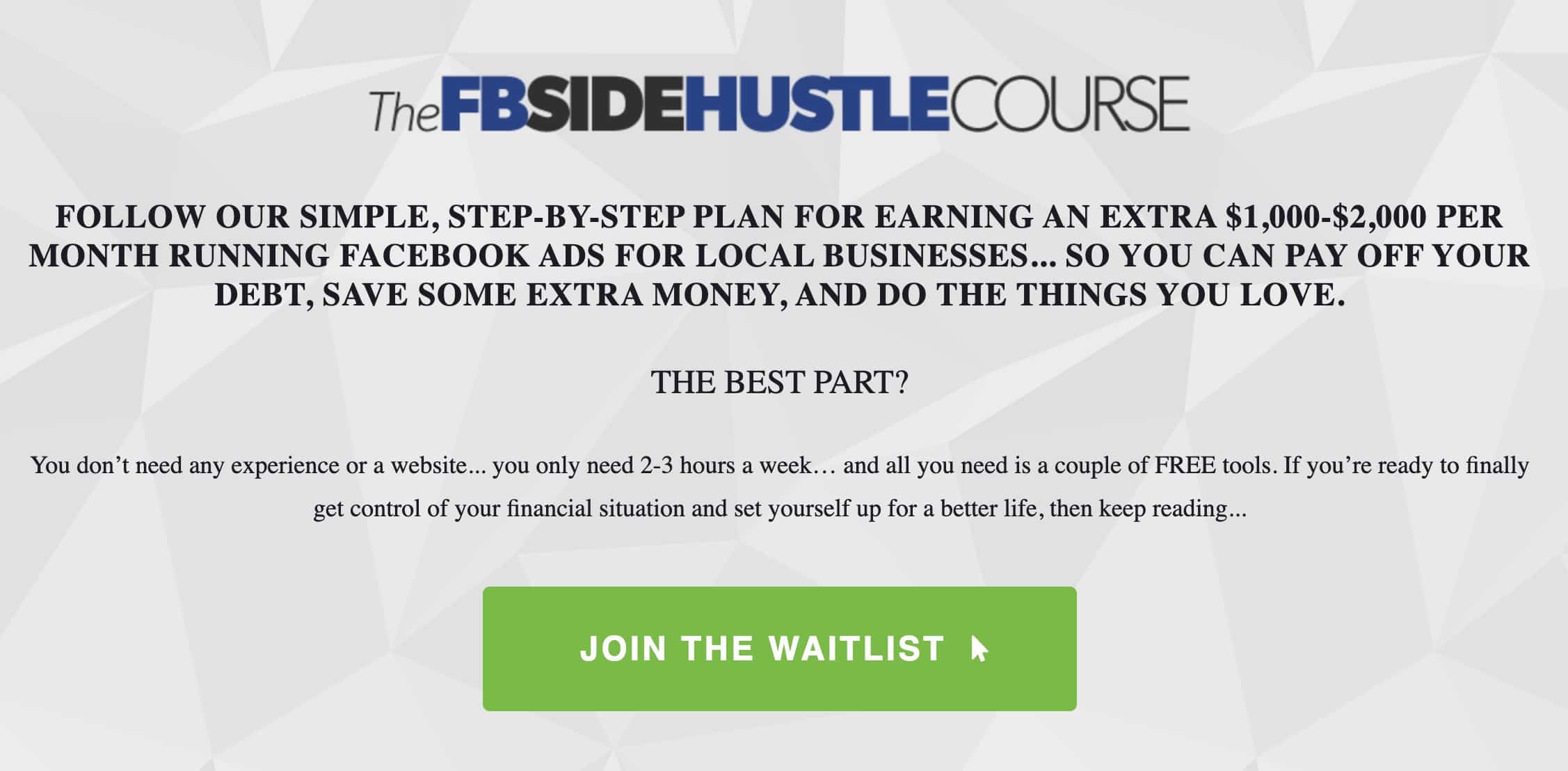 Facebook Side Hustle Course Review